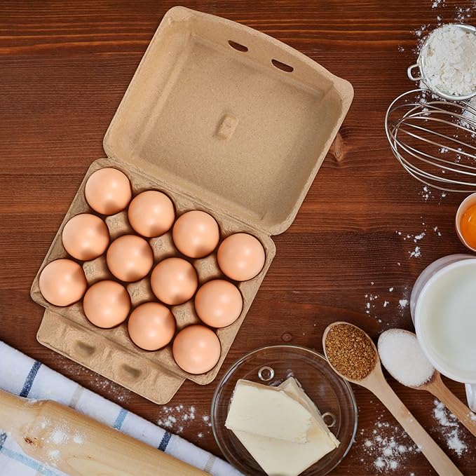 Zubebe 200 Pieces Paper Pulp Egg Cartons, 3 x 4 Style, Sturdy, Multi-Functional, Degradable, Cardboard Material, Ideal for Family, Farms, Markets, Storing, Transporting, Selling