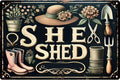 Vintage Garden Metal Signs - She Shed Tin Sign, Retro Rustic Outside Poster Sign Gardening Lover Gifts Fence Decoration Wall Art Decor 8x12 inch