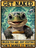 Funny Turtle Bathroom Vintage Tin Sign Turtle Metal Sign Beach Bathroom Wall Decor 12X16Inch