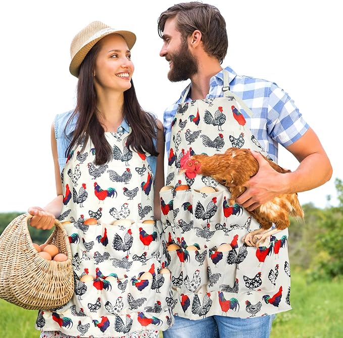 Loopeer 2 Pcs Egg Apron Collecting Apron for Fresh Egg Gathering Adjustable Gathering with Pocket for Gift Women