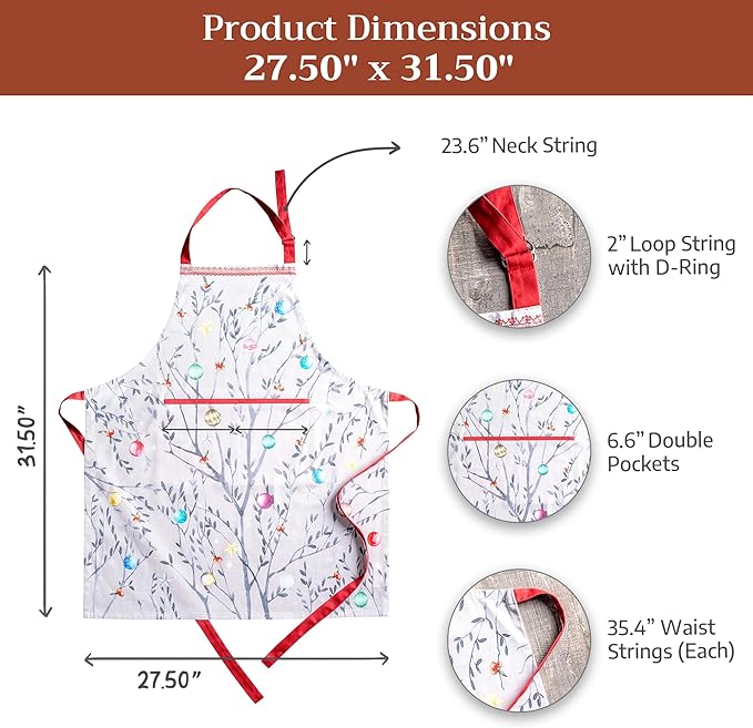 Maison d' Hermine 100% Cotton Apron for women with Pocket Kitchen Chef Apron for Men Cooking Easter Decorations