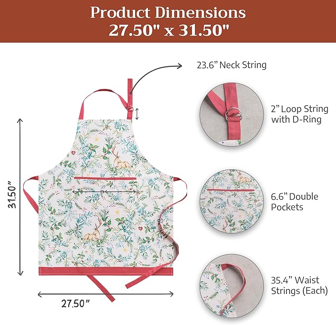 Maison d' Hermine 100% Cotton Apron for women with Pocket Kitchen Chef Apron for Men Cooking Easter Decorations