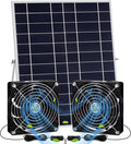 20w Solar Powered Fan Kit for Chicken Coop IP67 Waterproof Dual Solar Greenhouse Fan 3500 RPM High Speed Exhaust Fan with 10ft Cable for Shed Pet House Window Outside Inside(1 Set)