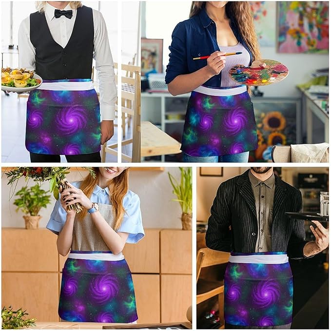 Half Apron with 3 Pockets Chef Cooking Kitchen Restaurant Aprons for Women Men