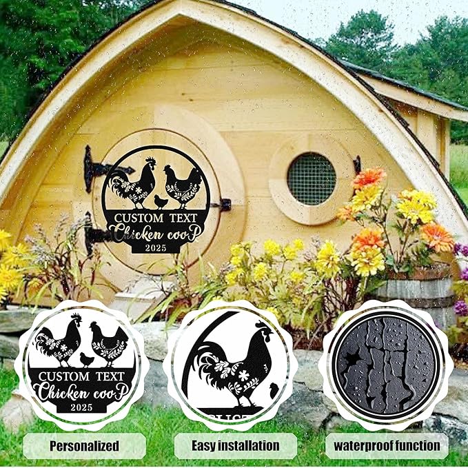 Custom Chicken Coop Signs, Personalized Chicken Coop Signs, Custom Metal Farm Signs for Outdoor, Chick Hen House Sign Funny Farmhouse Outside Wall Decor Gift