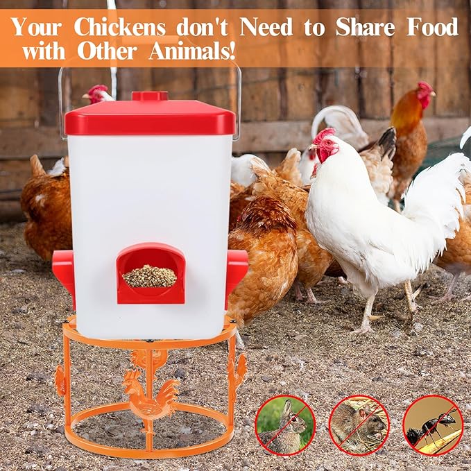Metal Stand for Chicken Feeder Waterer, Iron Stand Holder, Rectangular Supports Rack for Buckets Barrels Equipped Installed with Feeder Waterer Port, for Coop Poultry Indoor Outdoor (Orange 2pc)