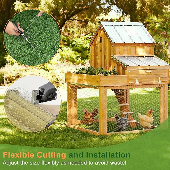 Chicken Wire Mesh,13.7"×169" Poultry Wire Netting,1" Hole Size Hexagonal Galvanized Chicken Wire Mesh Fencing,Outdoor Anti-Rust Garden Animal Barrier Fence for Chicken Coop Barrier Rabbit Cage