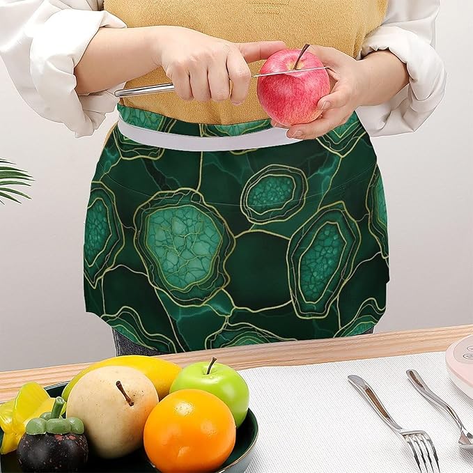 Half Apron with 3 Pockets Chef Cooking Kitchen Restaurant Aprons for Women Men