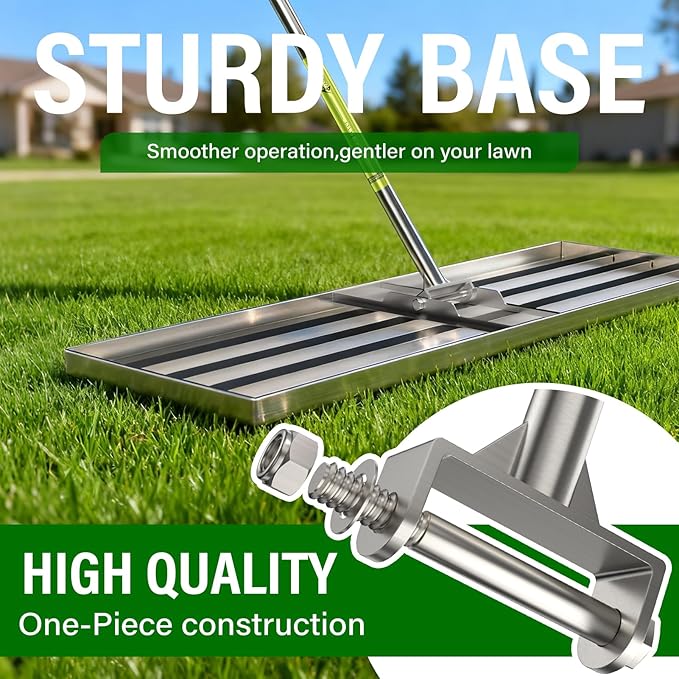 36x12 inch Lawn Leveling Rake,Heavy-Duty Stainless Steel Landscape Rake with an Adjustable 78'' Extra Long Handle Lawn Leveling Tool for Yard,Backyard,Garden,Golf,Farm,Pasture