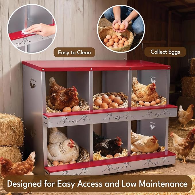 4 Hole Chicken Nesting Box for Laying Hens - Automatic Rollout Egg Collection, Heavy Duty Metal Nesting Boxes with Swing Perch for Chicken Coops, Secure & Easy Clean Poultry Nest Box