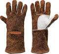 YESWELDER 14-Inch Welding Gloves - Cow Leather, Heat/Fire Resistant for Forge/Mig/Stick Welding, Oven/Grill/Fireplace Mitts with Soft Lining - Ideal for Furnace/Stove/Pot/Wood Burner/BBQ
