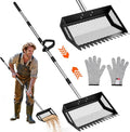 Chicken Poop Scooper, 35–75'' Adjustable Chicken Coop Scoop with Ergonomic Handle, 2-in-1 Scoop Shovel & Poop Rake for Easy Waste Cleaning, Multi-Purpose for Henhouse, Sandpit, Cattle Shed