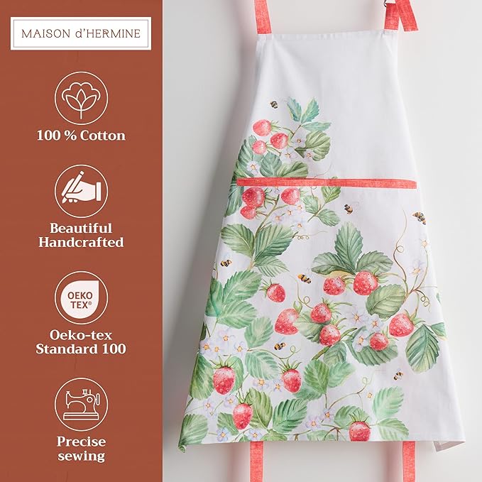 Maison d' Hermine 100% Cotton Apron for women with Pocket Kitchen Chef Apron for Men Cooking Easter Decorations
