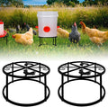 2Pcs Metal Stand for Chicken Feeder Waterer Heavy Duty Chicken Water Feeder Stand Holder with 4 Legs Rustproof Iron Chicken Waterer Buckets Stand Round Support Rack for Coop Poultry Indoor Outdoor