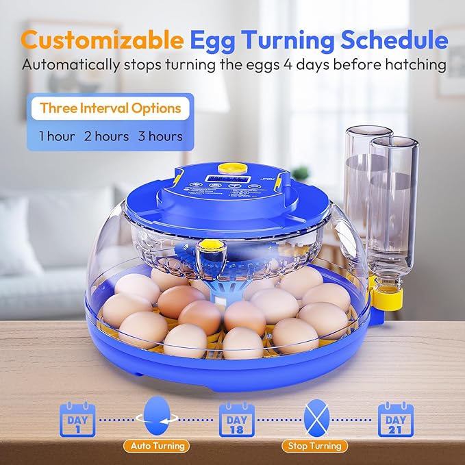 18 Egg Incubator with Automatic Egg Turning and Humidity Control, Incubators for Hatching Eggs, Chicken, Ducks, Goose, Pigeon, Quail, Parrot Incubator for Farm, Lab, Home