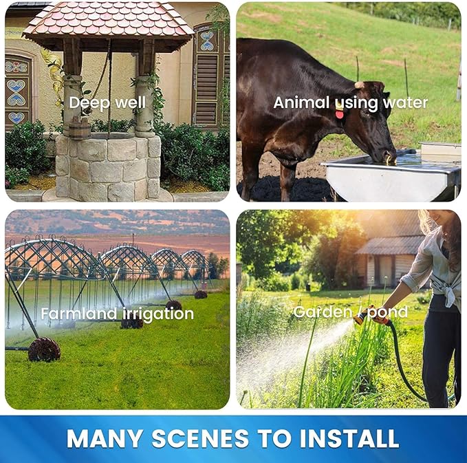 ECO-WORTHY 24V Solar Water Pump Kit, Large Flow 3.2GPM, 2pcs 100 Watts Solar Panel + Submersible Well Pump + 20A Controller + 16ft Cables for Off-grid Irrigation,Garden Camping