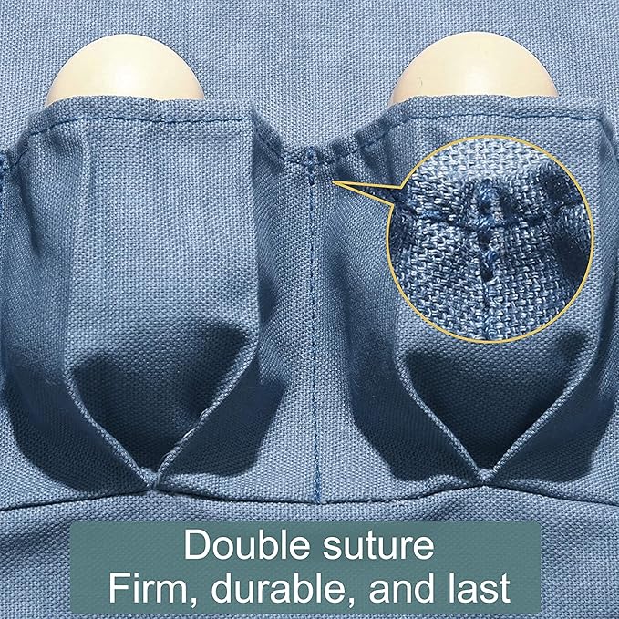 Egg Collection Apron with 18 Pockets for Gathering Chicken, Duck, Goose Eggs - Great Gifts for Mums, Friends - Blue, 21inch