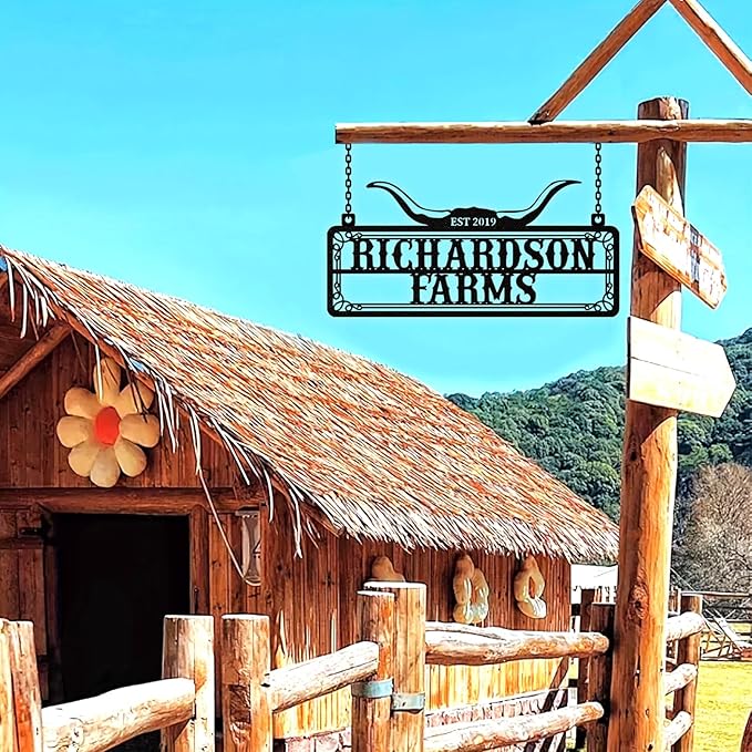 Personalized Farm Sign, Custom Farm Metal Signs Outdoor, Custom Ranch Sign, Customized Family Name Metal Signs for Farms, Ranch, Barn, Farmhouse, Housewarming Gifts