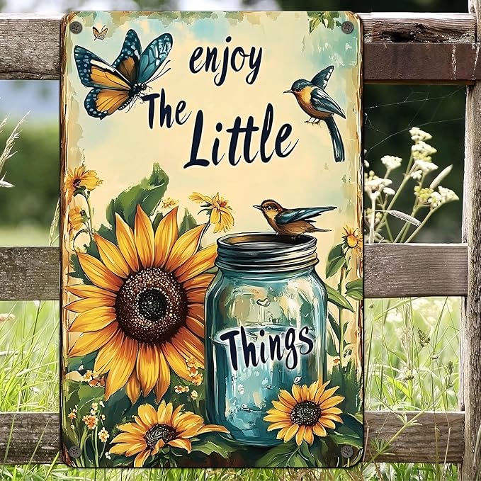 Flowers Vintage Tin Sig Flowers Metal Tin Sig Retro Sign for Home Bar Office Outdoor Wall Decor 8x12inch