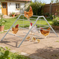 BTY Chicken Perch Metal Chicken Roosting Bar with Swing Chicken Roosting Ladder for Coop, Backyard Poultry, Farm, Fit for 10-12 Chickens, Grey
