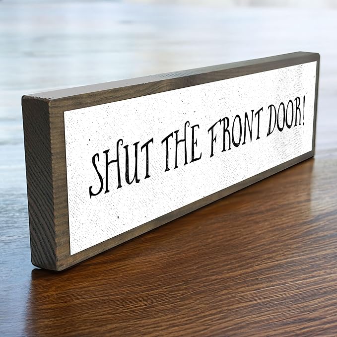 Wood & Metal Southern Sign – Weatherproof Indoor Outdoor Wall Decor – Rustic Charm with "Shut The Front Door" – Gift-Wrapped & Ready to Give