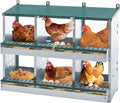 3/4/6/8/10 Holes Chicken Nesting Box for Chickens Hens Ducks, Metal Nesting Boxes for Chickens Wall Mount Egg Laying Nesting Boxes for Chicken (Green, 6 Compartment)