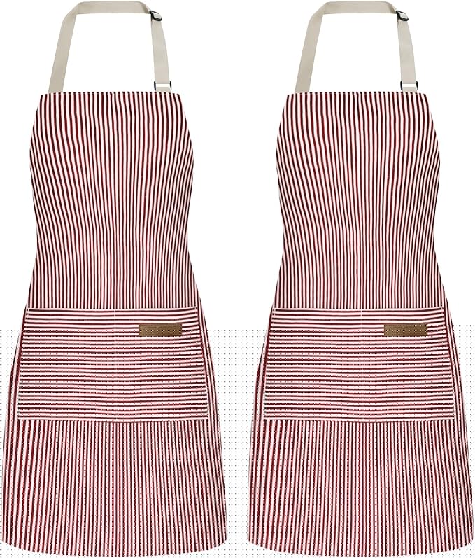 ATROPOS 2 Pieces Aprons for Women with Pockets, Aprons for Men, Womens Kitchen Apron, Cooking Apron Adjustable Bib Chef Apron(Unisex)