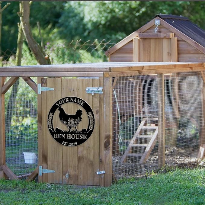 Custom Chicken Coop Metal Sign, Personalized Farmhouse Wall Decor, Vintage Fluffy Butt Hut Decor, Custom Name Sign for Farm, Gifts for Chicken Lovers