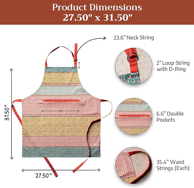 Maison d' Hermine 100% Cotton Apron for women with Pocket Kitchen Chef Apron for Men Cooking Easter Decorations