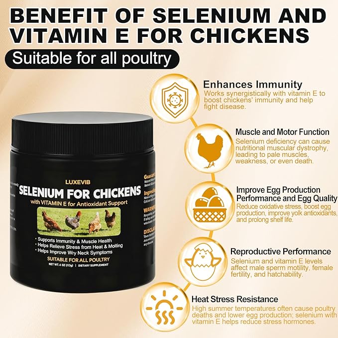 E+S Poultry Vitality Formula | Selenium for Chickens & All Poultry | Nutrient Support Powder for Energy Balance and Mobility | Feed Mix Additive for Healthy Growth