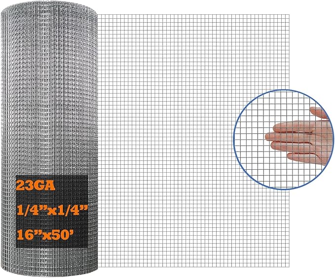 Galvanized After Welding Hardware Cloth 16 in x 50 ft - 1/4 x1/4 inch Mesh 23GA