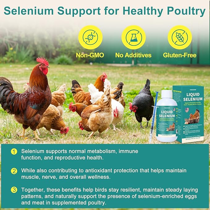 Liquid Selenium for Poultry Supports Muscle Function Stress Response Immune Balance Antioxidant Support Suitable for All Poultry 3.4 fl oz