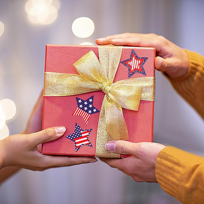 Patriotic Stickers 500 Pcs, 1.5" Memorial Day 4th of July Stars Stickers (wujiaoxing)