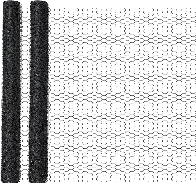 48 in x 200 ft Chicken Wire Fencing Metal Floral Chicken Wire Mesh for Crafts Poultry Garden, 1 Inch Hexagonal Galvanized Hardware Cloth Netting for Poultry Coop Barrier Rabbit Cage (Black)