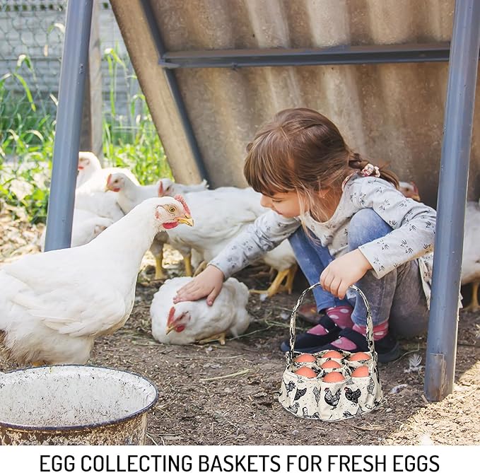 JarThenaAMCS 2Pcs Egg Bags with 7 Pouches Egg Collecting Basket Canvas Egg Gathering Bags for Farmhouse Garden Coop Hen Chicken Duck Goose Egg Storage, 8 x 2.6 Inch
