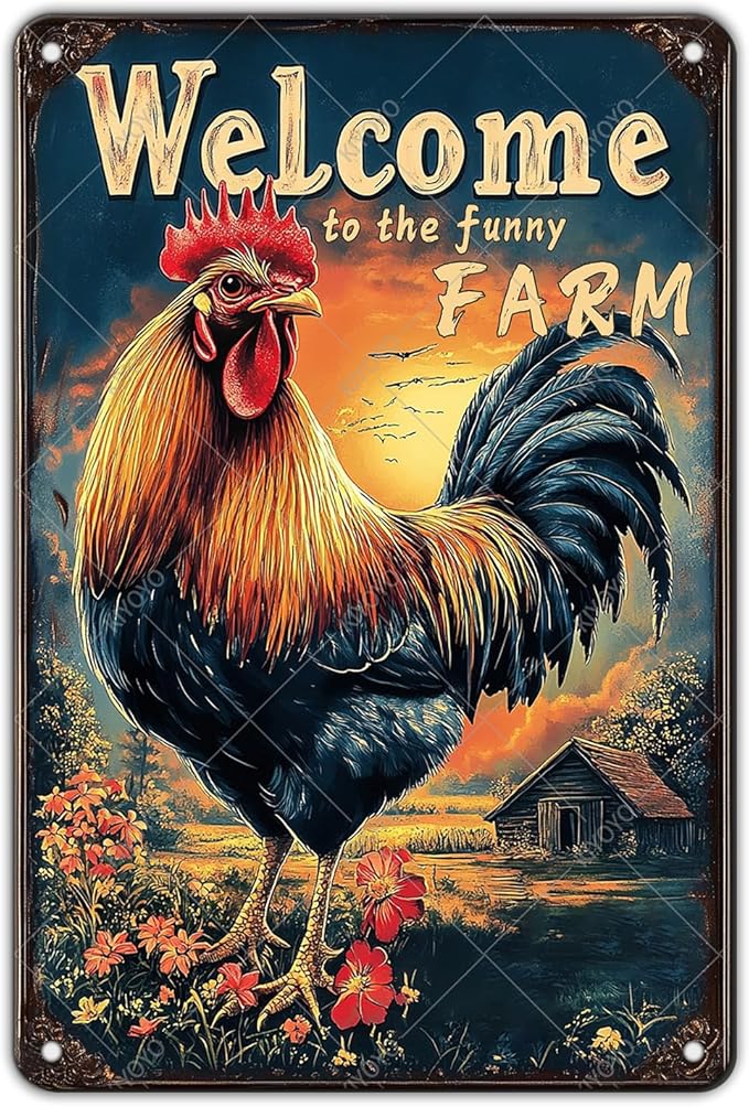 Metal Signs Welcome To My Funny Farm Sign Retro Aluminum Sign for Home Office Kitchen Bar Cafe Garden Wall Decor 12x8 Inch