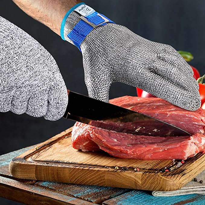 2 Pcs Level 9 Cut Resistant Gloves, Food Grade for Stainless Steel Mesh Metal Glove Touch Screen, Kitchen Cooking Gloves for Women and Men, for Butcher Meat Cutting Oyster Shucking, Size: 11/XX-Large