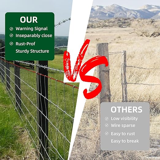 Farm Fence 5x164FT, Thickened 12 Gauge Galvanized Wire, Durable Woven Wire Fencing with Hinge Knot for Cattle, Goats & Sheep, Hog, Livestock Fence, Farm & Field Use