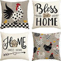 AVOIN colorlife Farmhouse Chicken Home Sweet Home Throw Pillow Covers, 18 x 18 Inch Bless Our Home Seasonal Cushion Case Decoration for Sofa Couch Set of 4