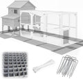 Shimeyao Chicken Coop Bottom Mesh Barrier Kit, 10 Pcs Galvanized Hardware Cloth Panels with Stakes & Zip Ties, Predator Resistant Anti Digging Wire Mesh Fence for Poultry Run Hen House Protection