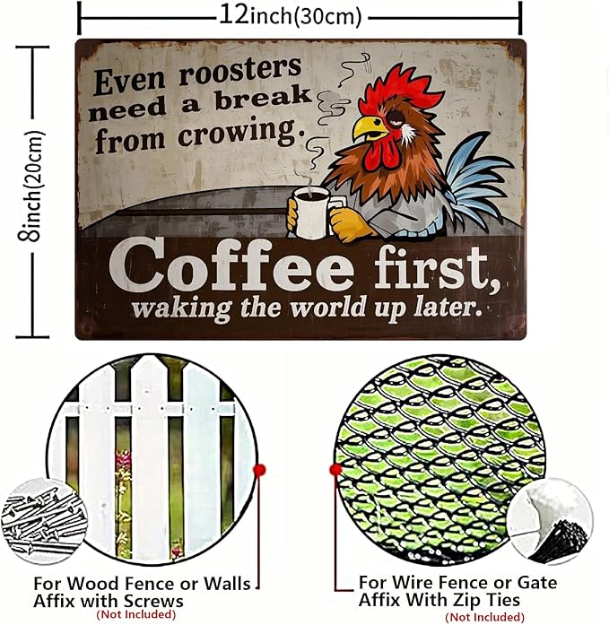 Chicken Retro Tin Sign Vintage Metal Poster Wall Decor Chicken Decoration for Coops Farms Yard Home Bar Cafe Garage or Office - Thoughtful Chicken Gift Idea