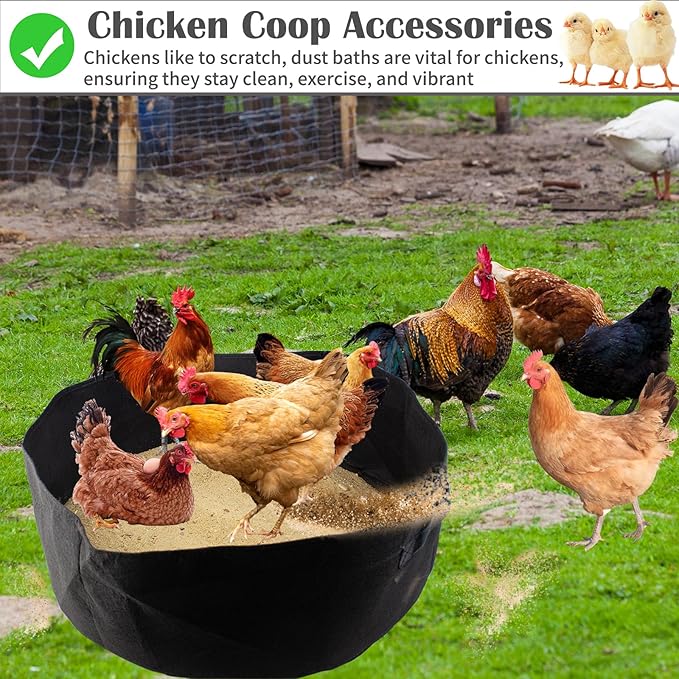 FlidRunest 2PCS Chicken Dust Bath Tub for Coop, Chicken Bath Cleaner Container with Sturdy Handle, 22.8'' x 9.8'' Dust Bath Pool for Chickens, Essential Coop Accessory for Chick, Hens, Poultry