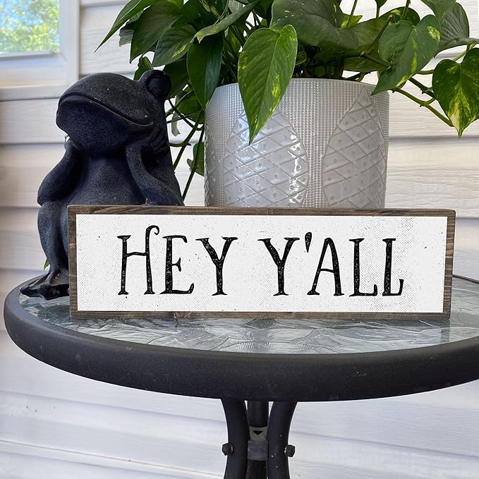 Wood & Metal Southern Sign – Weatherproof Indoor Outdoor Wall Decor – Rustic Charm with "Hey Y’all" – Gift-Wrapped & Ready to Give