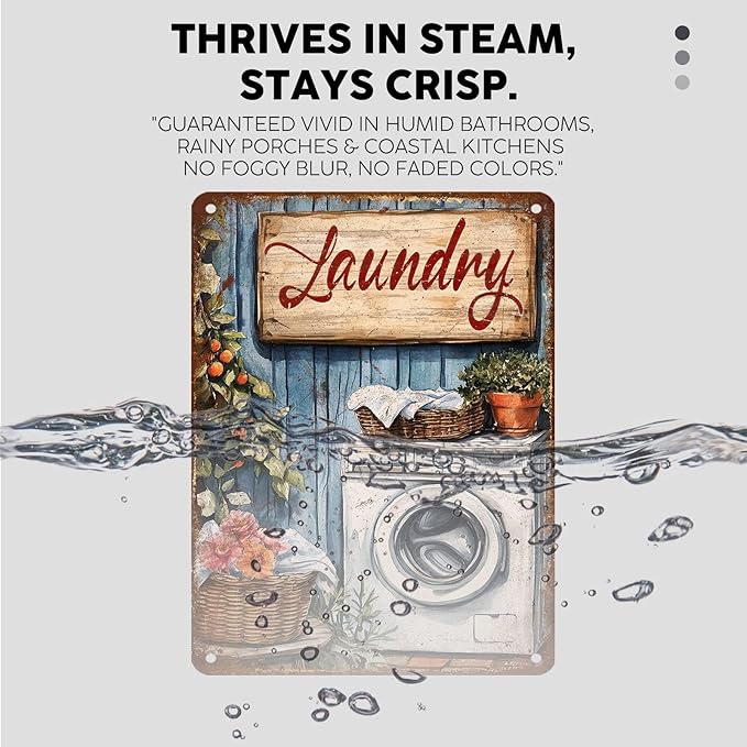 Retro Laundry Room Tin Sign Vintage Metal Sign Funny Nostalgic Wall Decor Wall Art For Home Bathroom Toilet Indoor Shop Basement Washroom Cafes Bar 16 * 12In