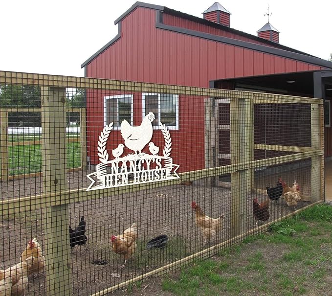 Personalized Chicken Coop Signs, Outdoor Chicken Coop Decor, Vintage Hen House Wall Decor, Custom Metal Name Sign for Farm Yard Garden Home, Gifts for Chicken Lovers Color07