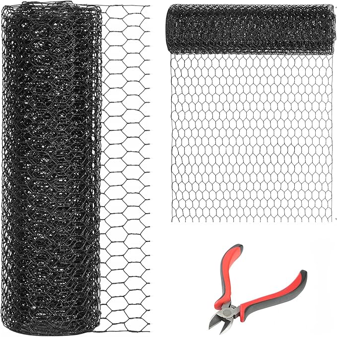 36'' x 150' Black Chicken Wire Mesh Fence, 19 Gauge Galvanized Poultry Netting and 1 inch Garden Mesh Fence Roll, Chicken Wire for Floral Arrangements/Crafts/Farm/Livestock/Pet Protection