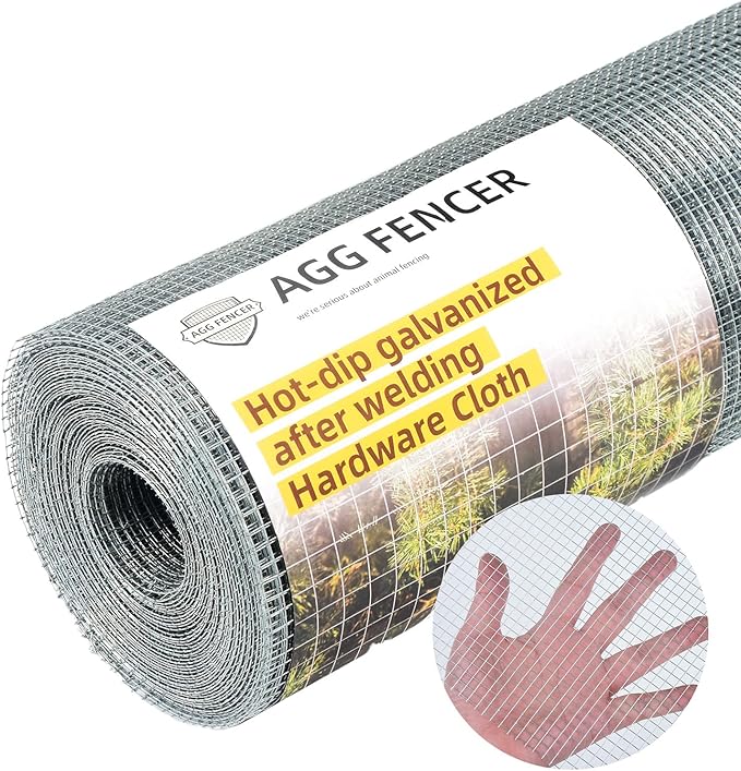 24inch x 100ft Hardware Cloth 1/4 inch Chicken Wire Fencing 23Ga, Hot Dipped Galvanized After Welding Garden Plant Supports Welded Metal Chicken Wire Fence Poultry Animal Netting Cage Screen