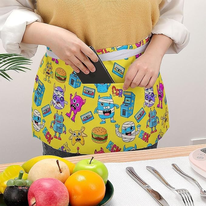 Unisex Half Waiter Waist Short Apron Waterproof Chef Works Waitress Aprons