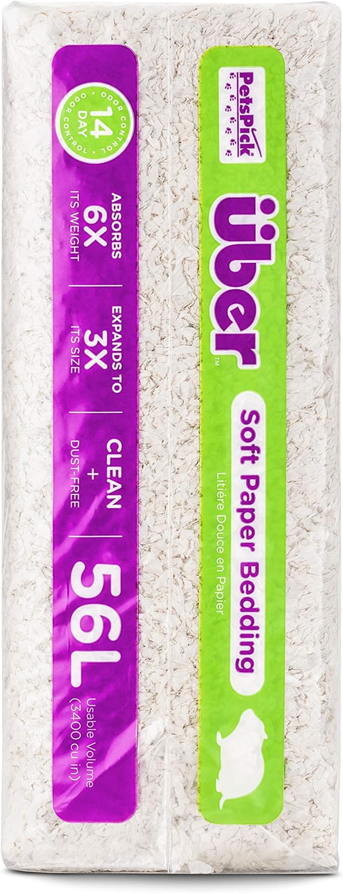 PETSPICK Uber Soft Paper Pet Bedding for Small Animals, White, 56L
