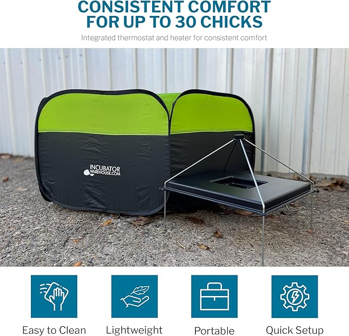 Incubator Warehouse Insta Brooder™ with Vrooder™ Heater Plate - Chicken Pop Up Playpen with Removable Mesh Top - Portable and Foldable Chicken Pen - Indoor Brooder Box for Chicks (36 x 36 x 18 inches)